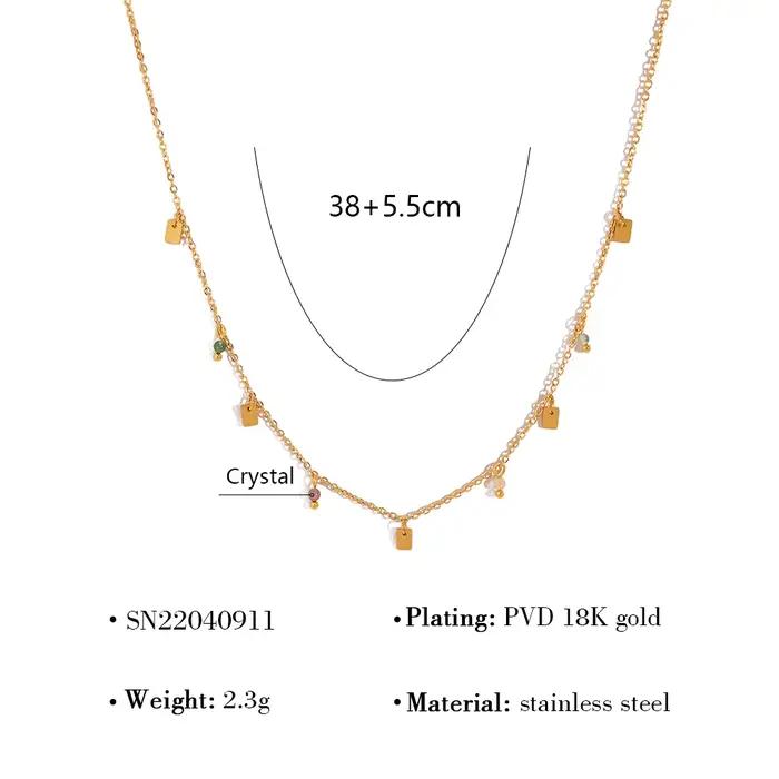 WILD & FREE Exquis femmes en acier inoxydable collier verre cristal charme élégant bijoux 18k plaqué or imperméable