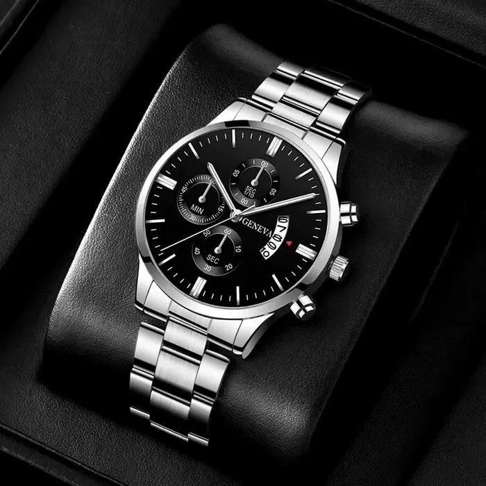 Mode hommes montre de luxe calendrier Quartz montre-Bracelet montres d'affaires homme horloge mâle Bracelet montre-Bracelet