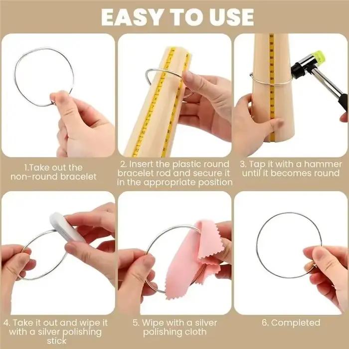 Kit d'outils de mesure de bagues avec marteau en caoutchouc pour ajuster les bagues et les bracelets, accessoires de fabrication de bijoux DIY