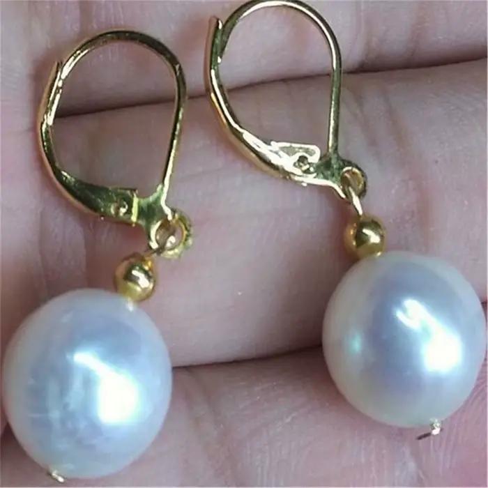 Boucles d'oreilles en perles baroques blanches pour femmes, crochet 18 carats, bijoux d'oreille de luxe, TwoPin, véritable naturel impeccable