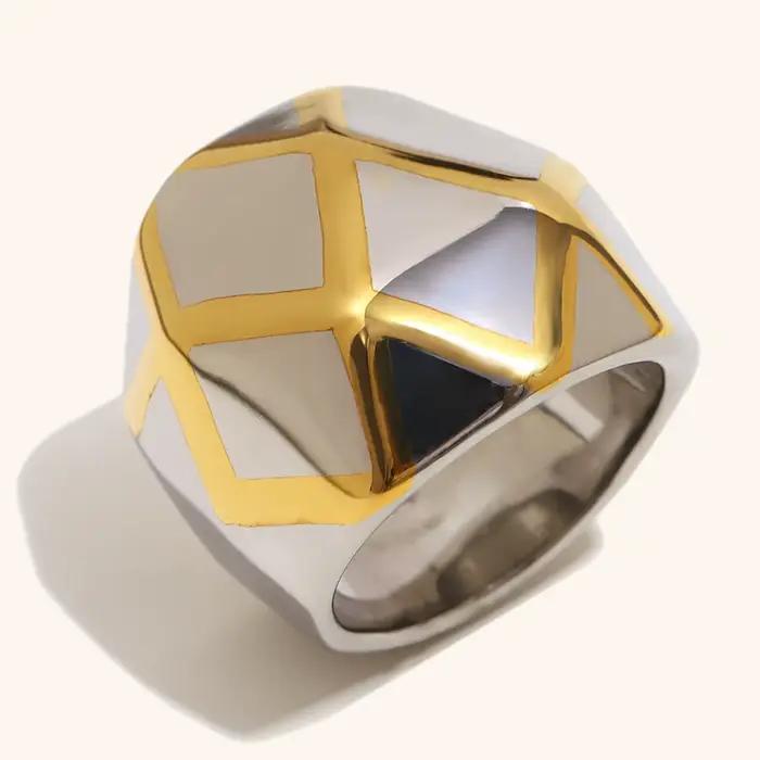 La. Muses – bague sphérique tridimensionnelle en acier inoxydable pour femmes, couleur mixte, plaqué or PVD, accessoires de bijoux à la mode