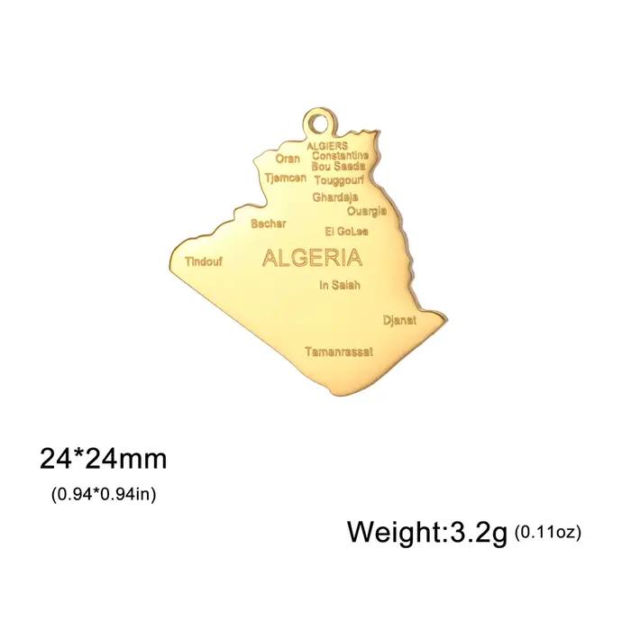 EUEAVAN afrique argélie carte pendentifs en acier inoxydable classique ville algérienne nom pendentif mode bijoux cadeau en gros
