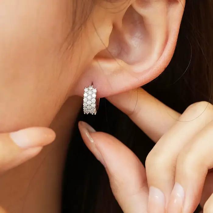 DJMAX classique femmes Moissanite cerceau boucle d'oreille Original 925 en argent Sterling bijoux D couleur Moissanite diamant boucles d'oreilles pour les femmes