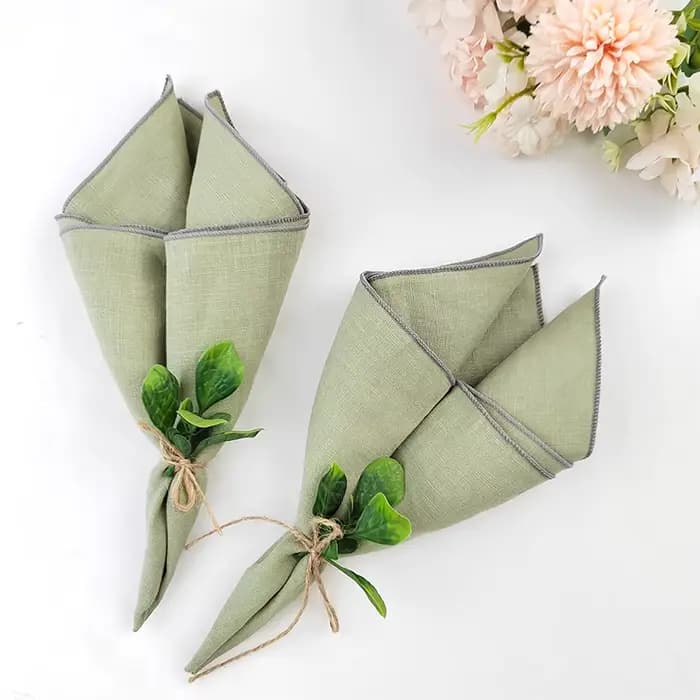 Lot de 10 grilles de serviette en lin 100% pur, écologique et durable, idéal pour les mariages, les réunions de famille, les pique-niques et plus encore