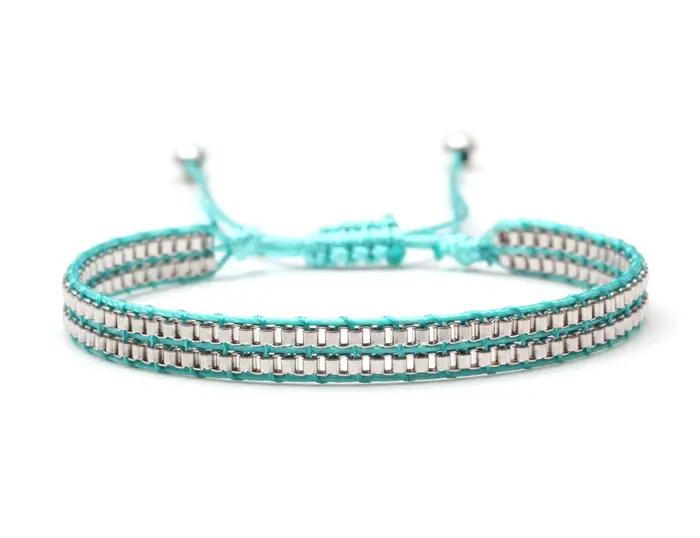 Bracelet en Verre Tissé à Deux Couches pour Homme et Femme, Bijou Ajustable avec Nministériels d Vert, Noir, Bleu, Beige, Style Japonais Boho, Ata Yuki