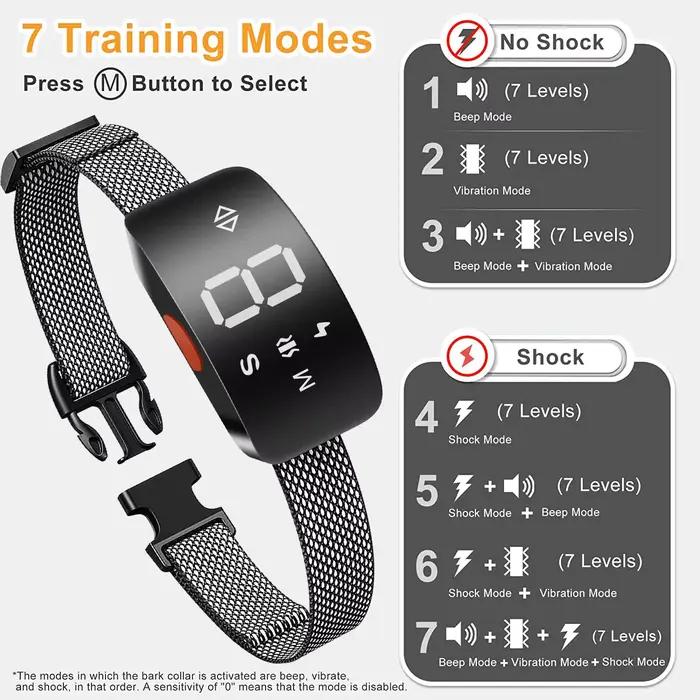 Collier anti-aboiement intelligent pour chiens de grande, moyenne et petite taille, collier d'entraînement anti-aboiement rechargeable avec 8 capteurs réglables