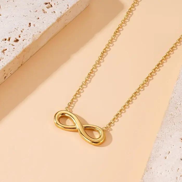 Collier avec pendentif symbole de l'infini pour femmes, hommes, couples, bijoux en acier inoxydable, cadeau pour la Saint-Valentin