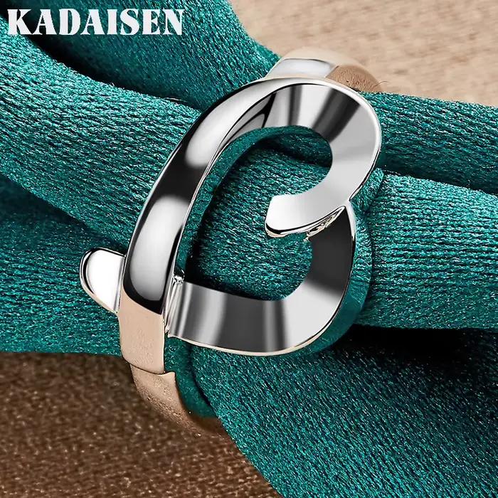 Cœur en argent sterling 925 6-10 #   Bague pour femmes, bijoux de charme à la mode pour les amoureux des mariages et des fêtes