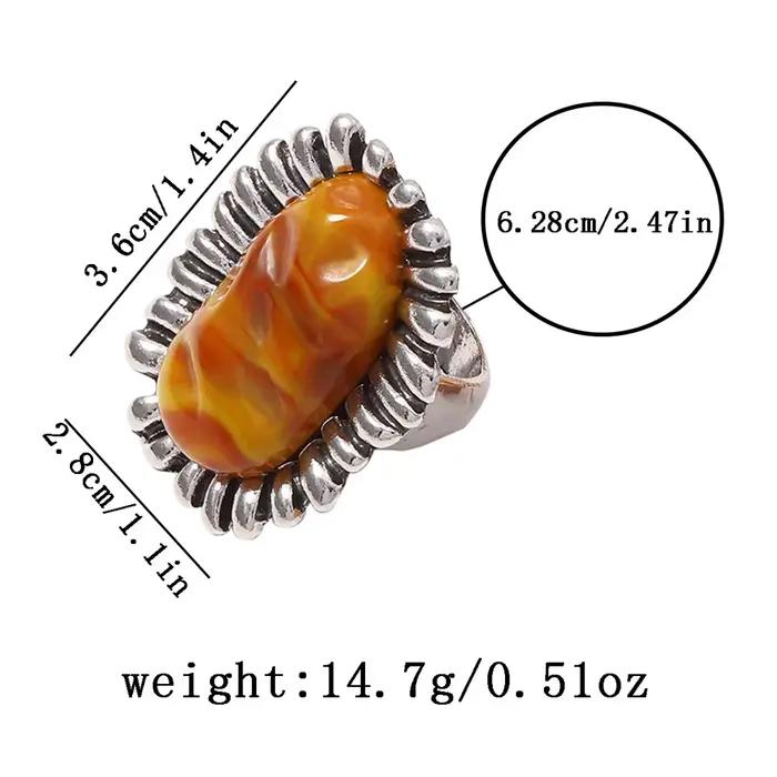 Bague en résine de luxe exquise pour femme, design créatif, motif tournesol géométrique, bague ouverte élégante rétro, accessoires de bijoux de banquet