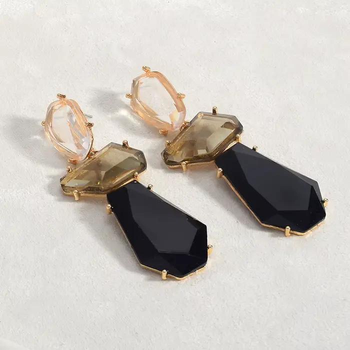 Boucles d'oreilles bohème en acrylique, boucles d'oreilles géométriques pour femmes et filles, accessoires de bijoux de fête Vintage
