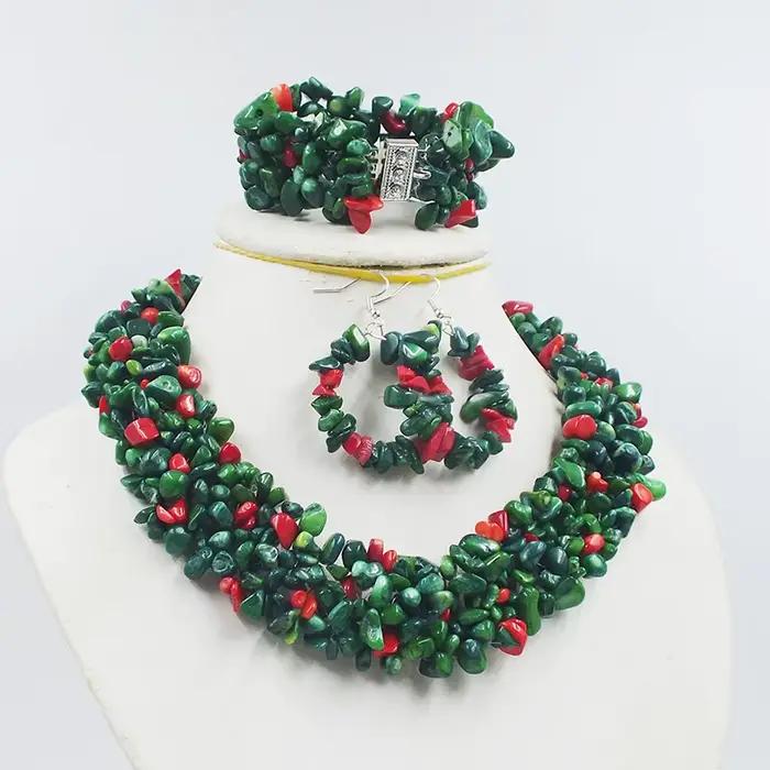 grosses soldes! !! Ensemble de bijoux en corail, collier, boucles d'oreilles, bracelet, élégant, pour fête/mariage, 18 pouces