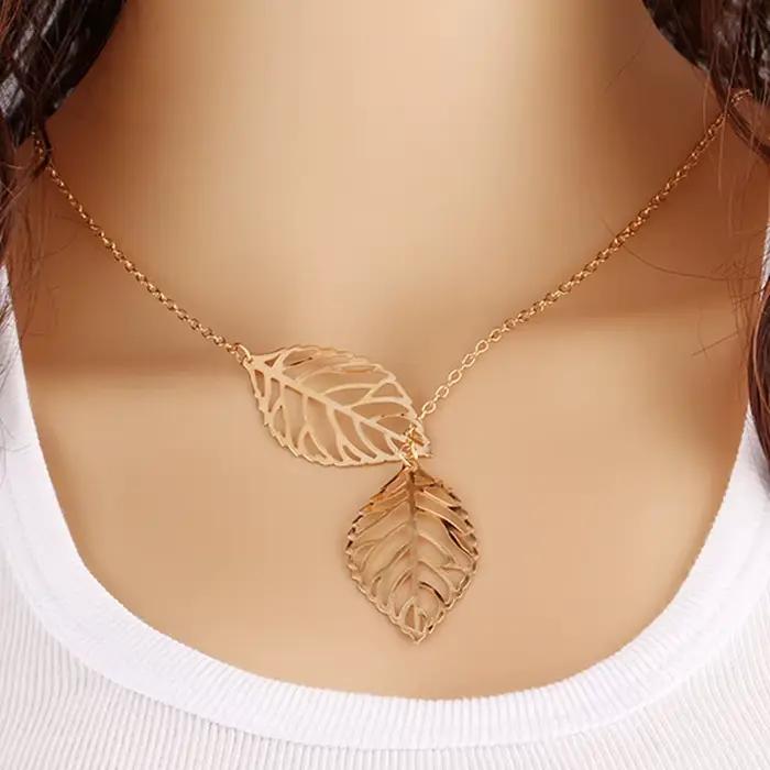 Collier pendentif rond minimaliste pour femmes, collier de clavicule en perles, longue chaîne de feuilles, bijoux à la mode, cadeau de déclaration pour fille