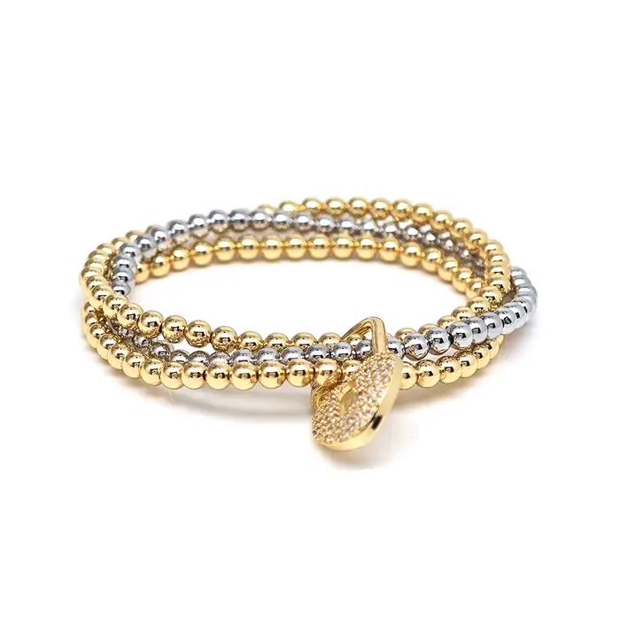 KKBEAD Bracelet empilable bijoux pour femmes 18K plaqué or perles élastique Pulseras cadeau zircone Bracelets porte-bonheur
