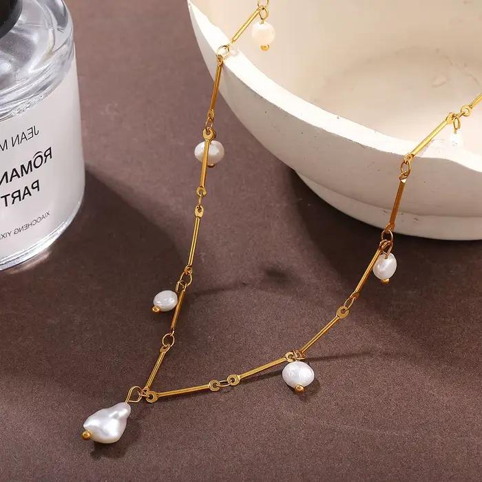 Amaiyllis Y2K – collier ras du cou en perles de culture baroques cultivées à la main, chaîne à billes, pendentif à breloque, bijoux Vintage, cadeaux