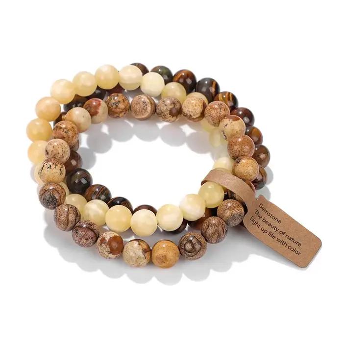 Bracelet semi-précieux pour femmes, perles de cristal en pierre naturelle, améthyste, combinaison multicouche