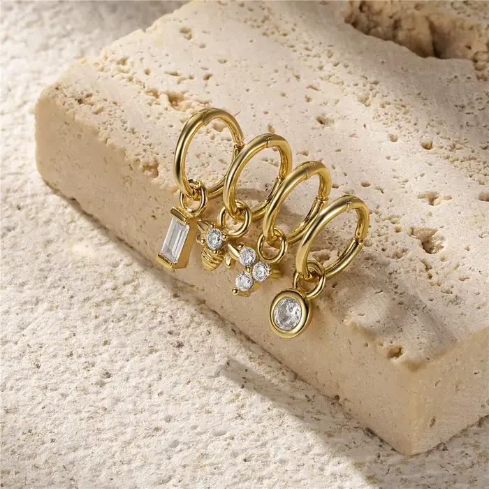 Piercing Aretes lobe d'oreille boucle 925 en argent Sterling blanc Zircon Cartilage boucles d'oreilles pour femme fille Pendientes Mujer bijoux