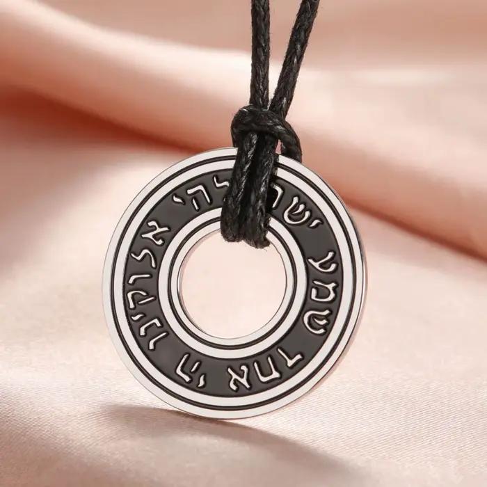 LIKGREAT juif Shema hébreu collier pour femmes hommes israélien Kabbalah bénédiction pendentif en acier inoxydable Judaica tour de cou amulette cadeau