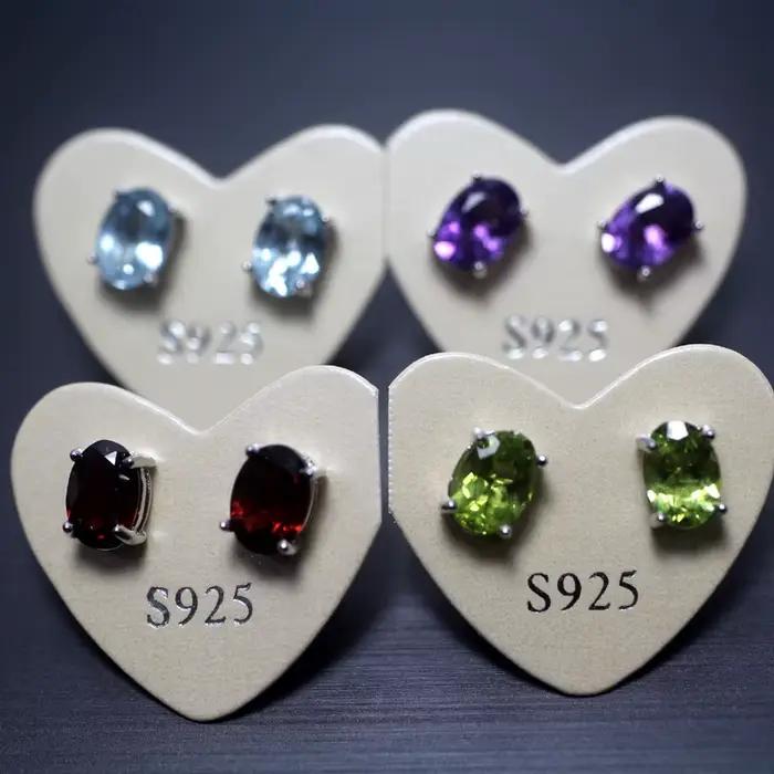 Meihan – boucles d'oreilles en argent 925, breloque naturelle, avec pierre naturelle, pour la fabrication de bijoux ou cadeaux