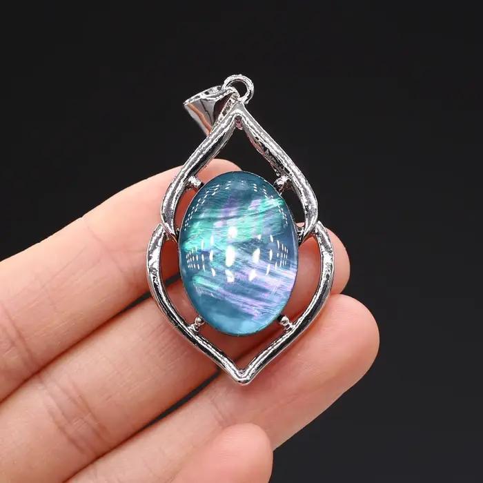 Pendentif en pierre naturelle pour femme, forme géométrique européenne et américaine, collier de bricolage, accessoires de bijoux, cadeaux exquis, nouveau