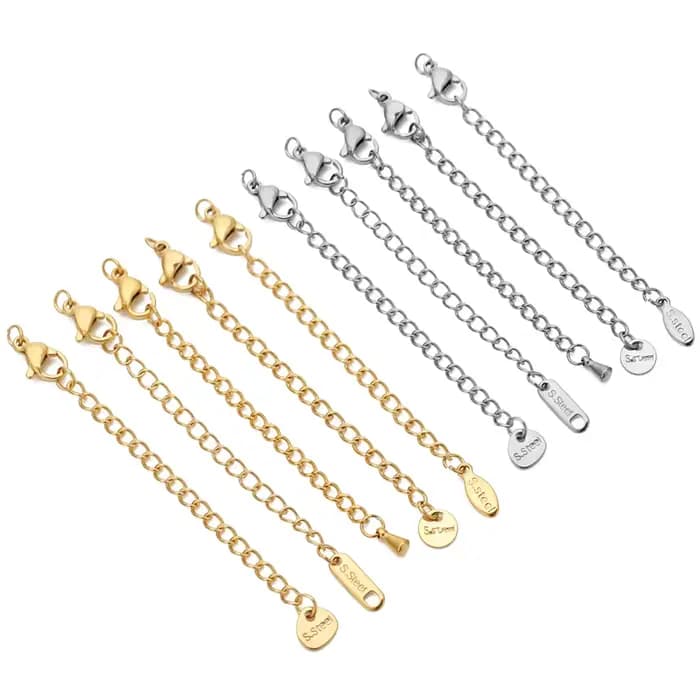 Chaînes d'extension en acier inoxydable, 10 pièces, avec fermoirs à homard, connecteur, lien, queue de collier, fabrication d'accessoires de Bracelet à bricoler soi-même, fournitures