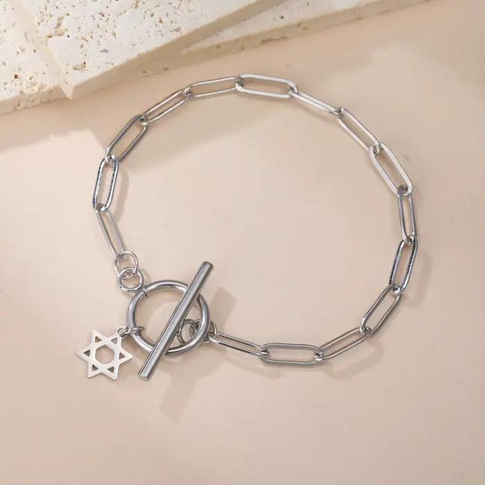 Bracelet à breloques étoile de FC pour femme, trombone en acier inoxydable, jobracelets, amulette, bijoux juifs, cadeau, vente en gros