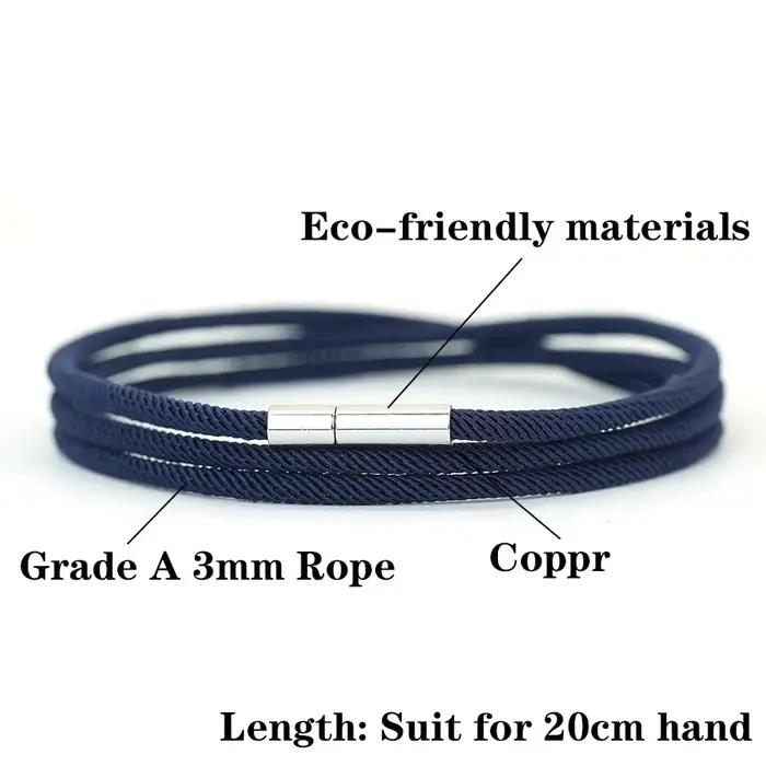 Bracelet ethnique pour hommes en cuivre avec corde de 3mm de qualité, 3 couches, multiple couleurs pour loisirs et occasions spéciales