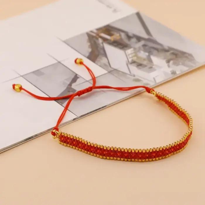 Bracelet de perles de riz couleur originalité multicouche tricot à la main bohême réglable mode Simple bracelet de perles