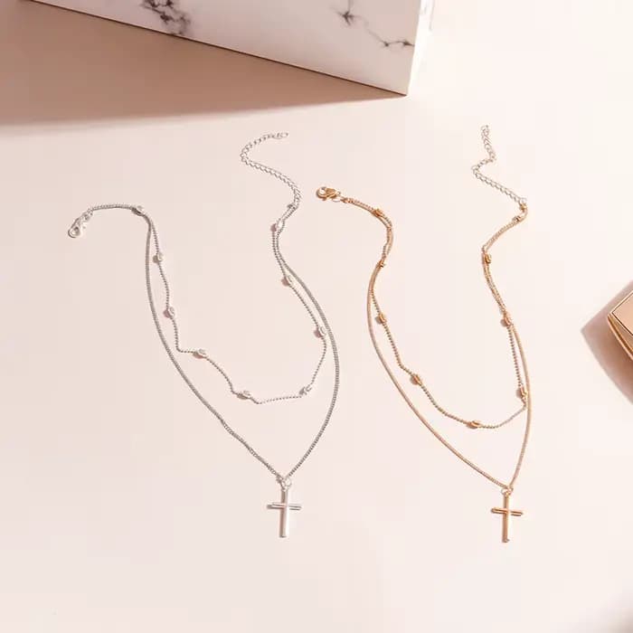 Collier pendentif croix romantique pour femmes