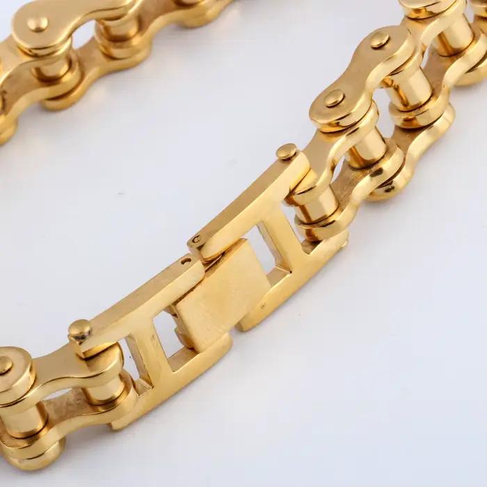 Bracelet Chaîne de Motard en Acier Inoxydable pour Homme, Style Moto et Vélo, Bijoux Punk Tendance