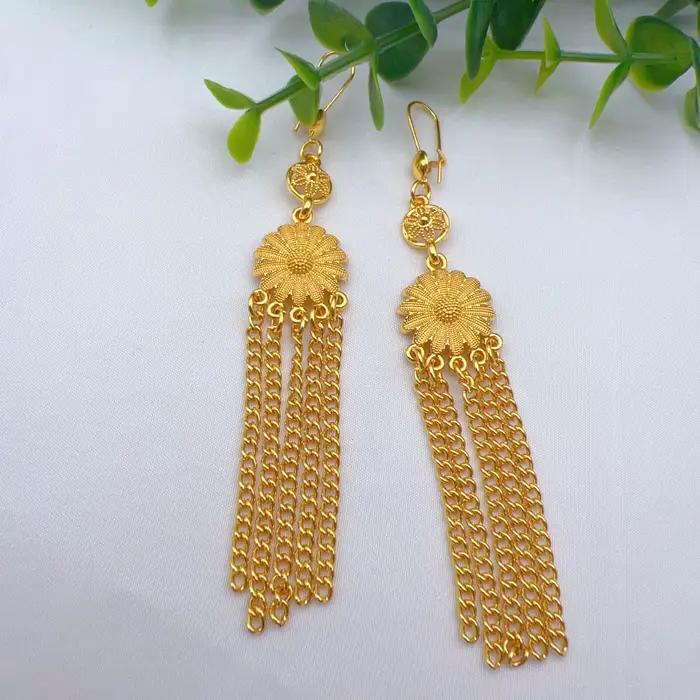 Parure de collier long à pampilles couleur or 24K indien, bijoux de luxe nigériens, éthiopiens, de Dubaï pour fêtes, mariages et mariées, vente en gros, cadeaux