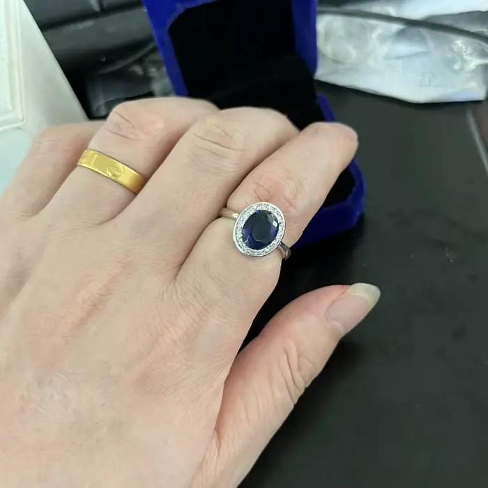 Royal Lab-Bague de fiançailles en or 10 carats avec saphir et diamant pour femme, bague de promesse, alliance, fête des patients, bijoux de doigt, cadeau