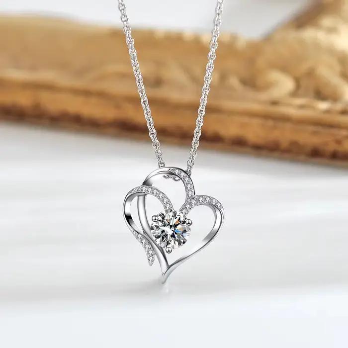 Collier en argent 925 scintillant pour femme et homme, bijoux fins pour mariage, fiançailles, fête, cadeau de Saint-Valentin