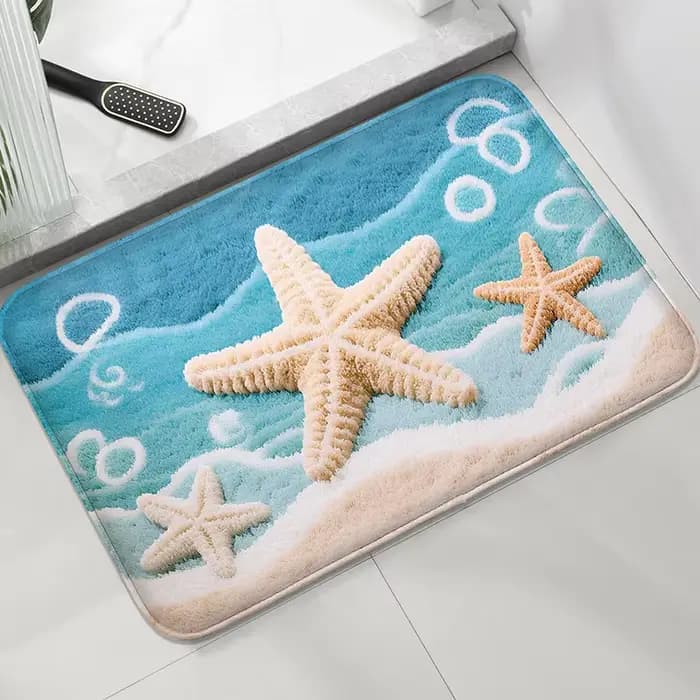 Tapis absorbant l'eau à motif étoile de mer, tapis de décoration moderne pour la maison, petit tapis de salle de bain, tapis de lavabo, doux et confortable