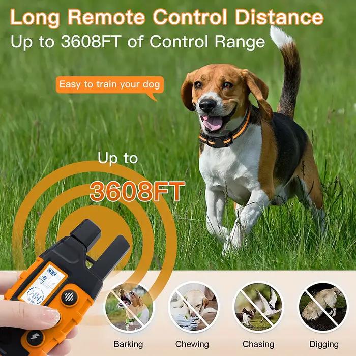 Collier de dressage pour chien de 3300 pieds, avec télécommande, Rechargeable, étanche, bip, Vibration, choc, entraînement pour animaux de compagnie de haute qualité