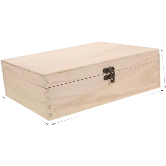 Boîte de rangement en bois à 2 niveaux, boîte à bijoux rectangulaire en bois massif, organisateur de bureau, boîte à cadeaux artisanale avec serrure, étui à bijoux