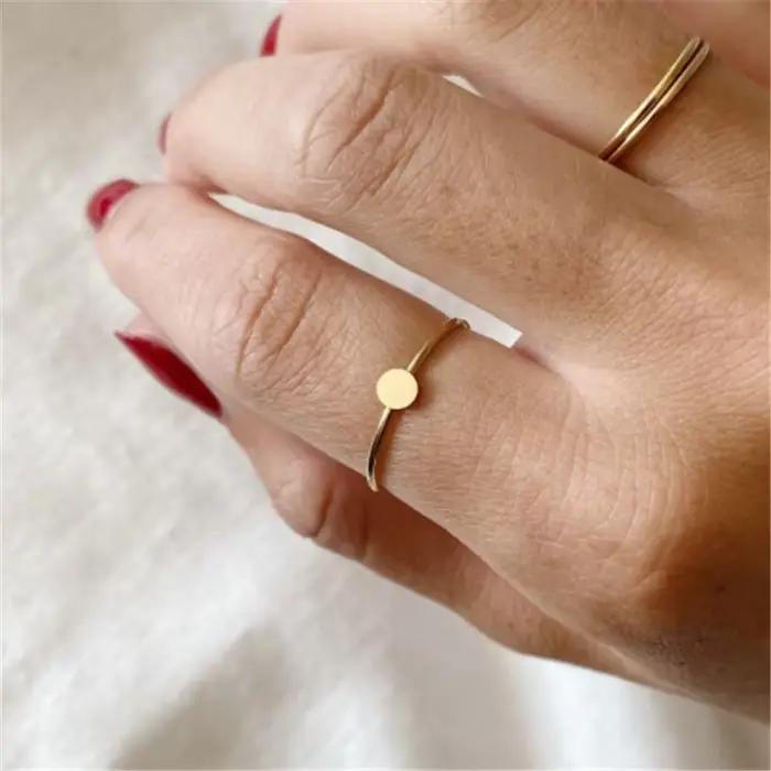Anneaux de disque remplis d'or 14 carats pour femmes, bijoux d'Li-, Boho