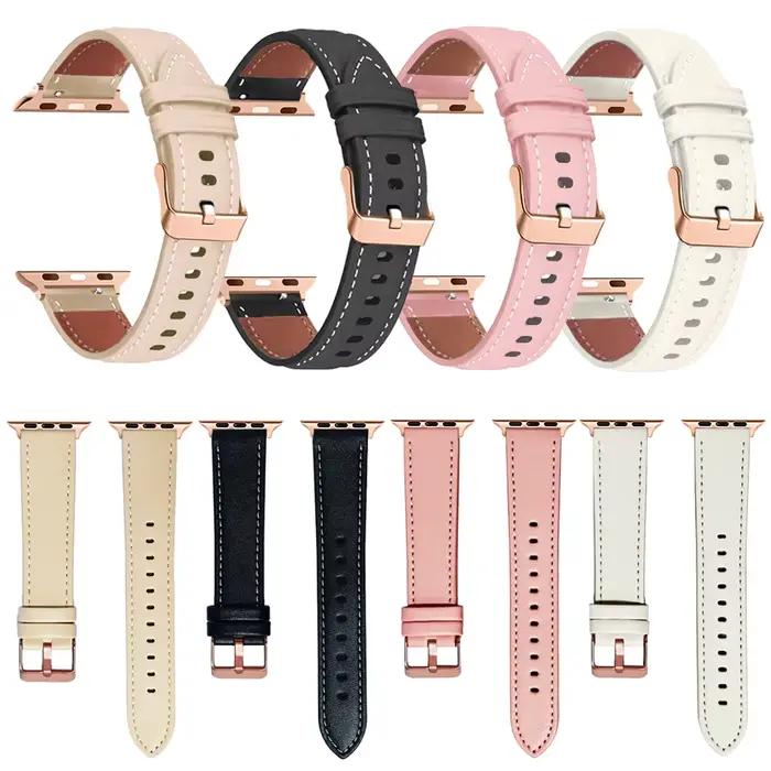 Bracelet en cuir pour homme, pour Apple IWatch série 11 10 9 8 7 6 5 4 SE 2 3, 38mm 40mm 41mm, accessoires de ceinture