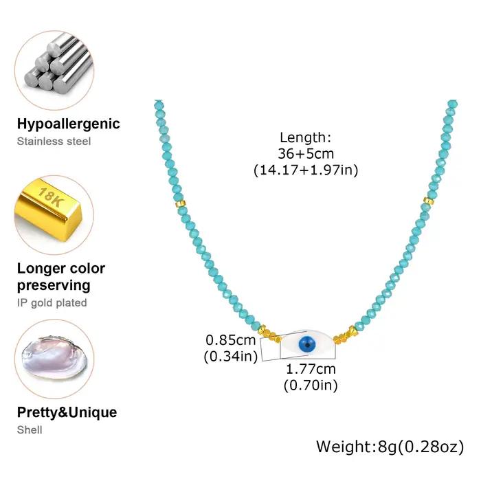 Collier ras du cou bohème en perles de cristal bleues avec pendentif œil porte-bonheur pour femme, bijoux de luxe bohèmes d'été, cadeaux