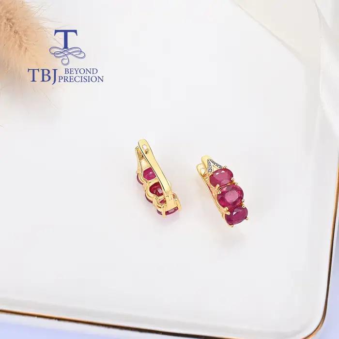 Boucles d'oreilles en rubis naturel précieux et élégant, en argent sterling 925, luxe léger, bijoux fins pour femmes, cadeau noble