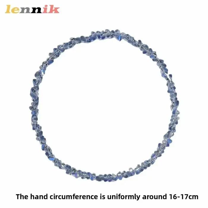Bracelet en cristal bleu autrichien Ultra-fin, corde élastique rose Champagne, Style léger, luxe minimaliste, Bracelet de perles pour femmes pures