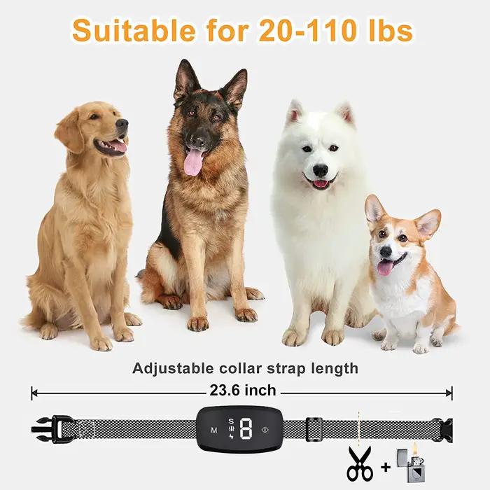 Collier anti-aboiement intelligent pour chiens de grande, moyenne et petite taille, collier d'entraînement anti-aboiement rechargeable avec 8 capteurs réglables