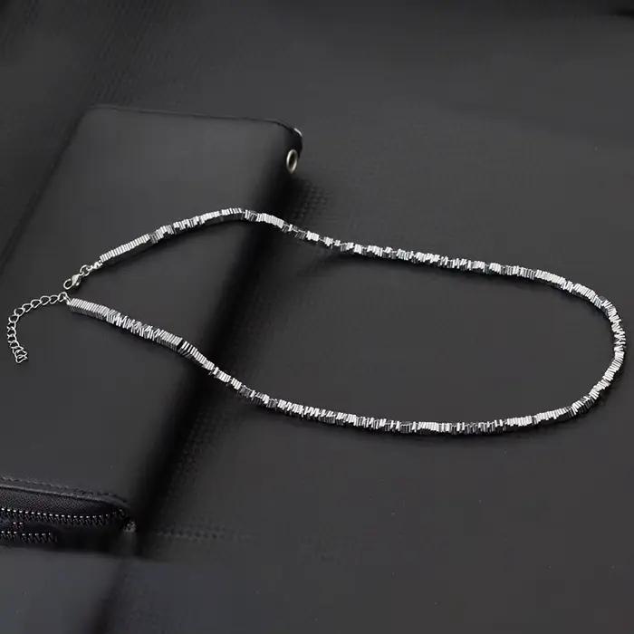 Collier de perles en pierre d'hématite exquise pour hommes, 4 Styles, couleur argent or, 19 pouces, collier court, bijoux, accessoires de loisirs de richesse