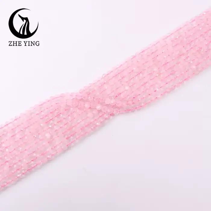 Perles de pierre précieuse en quartz rose 100% naturel, 4 mm, perles rondes facettées, pour la fabrication de bracelets, colliers et boucles d'oreilles