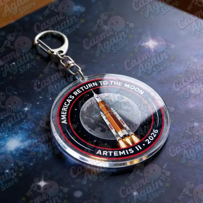 Porte-clés Artemis II pour accessoires, breloques de sac, bijoux sur le thème de l'exploration spatiale Artemis II, cadeaux d'anniversaire pour amis