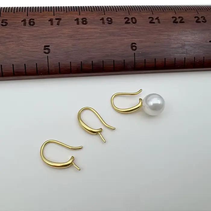 1 paire de crochets d'oreille en forme de U en argent sterling 925 massif, petits accessoires pour la fabrication de boucles d'oreilles en perles et ambre, matériau épais non allergène