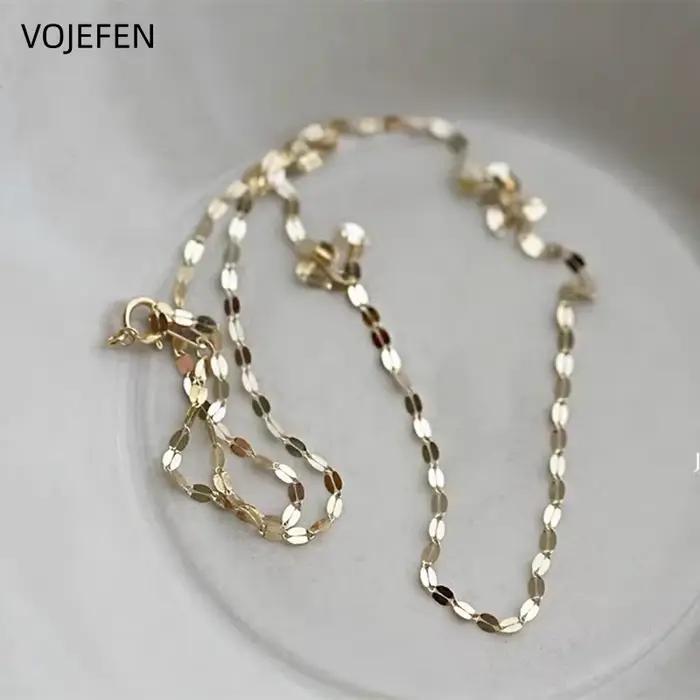 VOJEFEN 10K or lèvres collier bijoux AU417 or délicat luxe charme cou décoration Sautoirs accessoires élégant Certifid