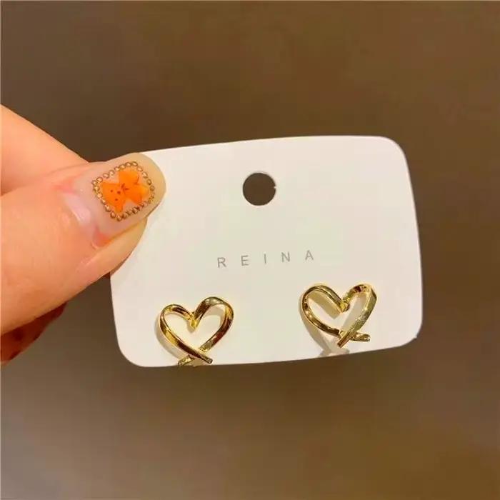 Boucles d'oreilles en forme de cœur pour femmes, bijoux de qualité, accessoires de fête, charme princesse, 2022