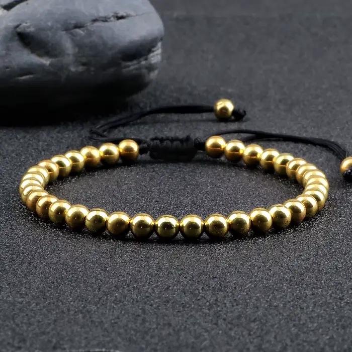 Bracelets de perles de cuivre à la mode 5mm bracelets de brin tressés réglables faits à la main pour femmes hommes Yoga guérison bijoux de mode Pulseira