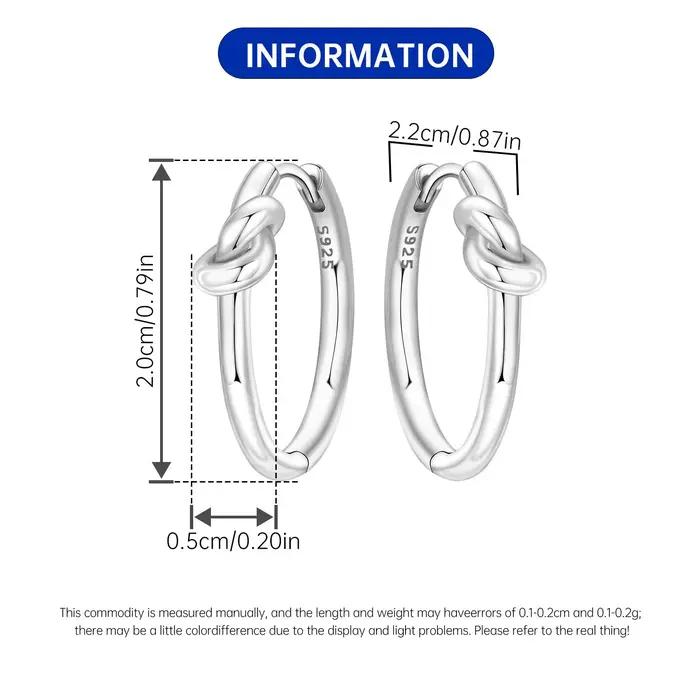 MISEFF Boucles d'oreilles en argent sterling S925, boucles d'oreilles à nœud simple, bijoux de mode polyvalents, cadeau pour la fête des mères