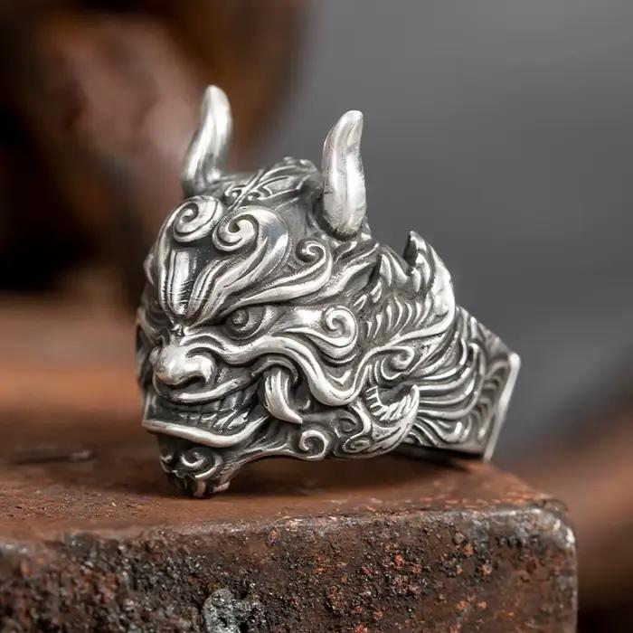 Bague Pixiu de la Bête Divine Créative pour Homme, Bijoux Masculins, Ouverture Chimique, Instituts Tridimensionnels, Motif Animal Chanceux, Cadeau